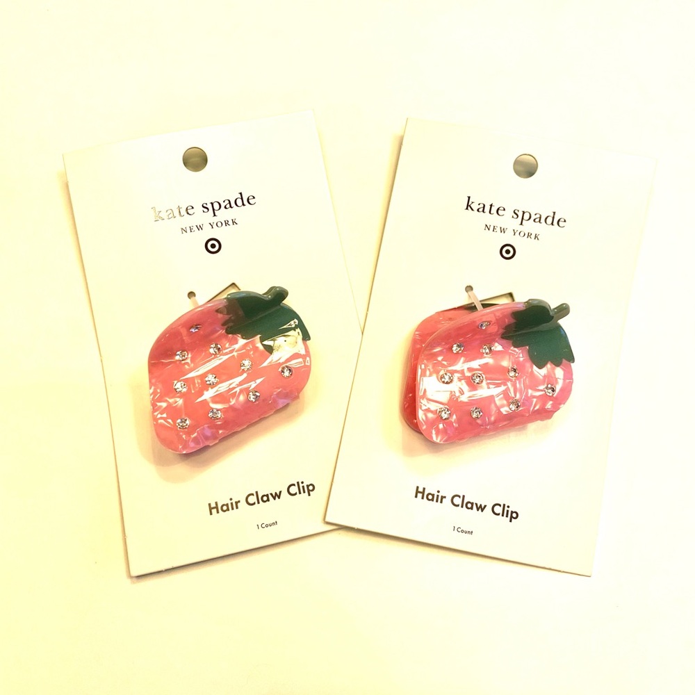 Strawberry Claw Hair Clips (Set Of 2) - Kate Spade x Target Pink - NWT